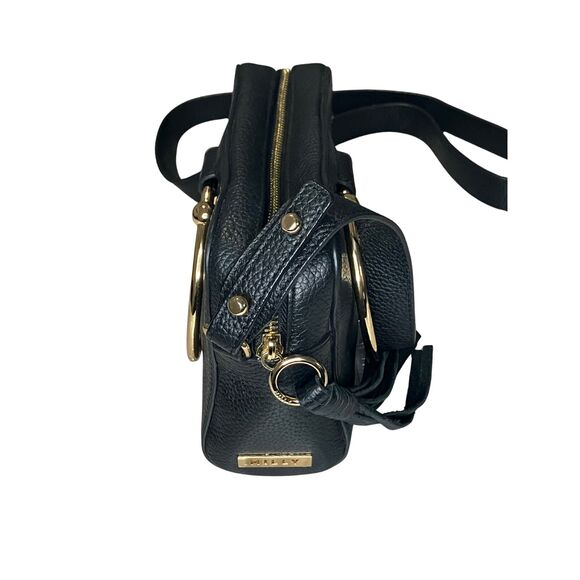 Milly Black Leather Crossbody Camera Bag – Gold Ring Handle & Tassel - Picture 5 of 10